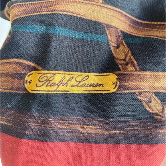 RALPH LAUREN Equestrian Horse Bit Hunter Black Red Lined Wool Wrap Skirt 8 USA - Picture 4 of 14